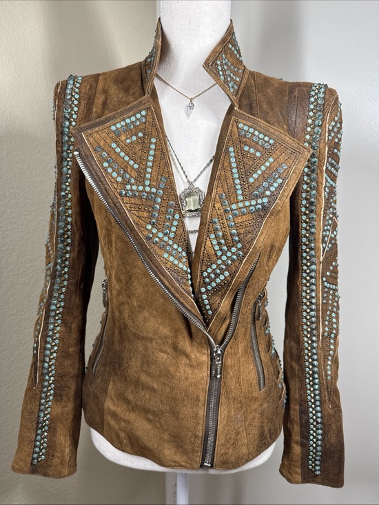 Kippys Jackets & Blazers - Kippy’s Original Vintage Women's Sz S Genuine Leather Jacket Rhinestone Cowgirl